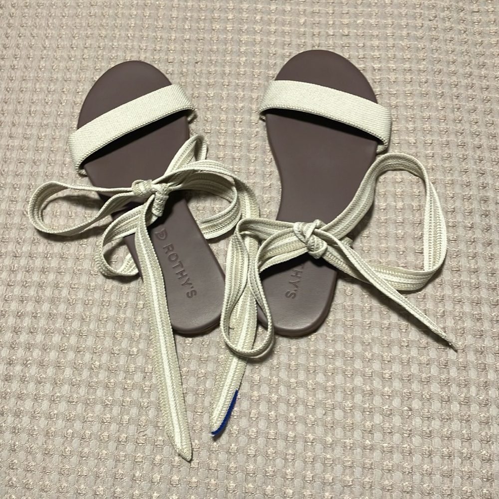 Rothy's Cream and Brown Sandals